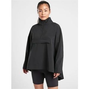 Athleta Sojourn Top Blouse Shirt Solid Black Pullover Hi-lo Medium